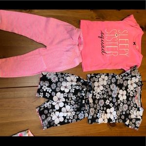 Sleepy sister squad and black floral pajamas